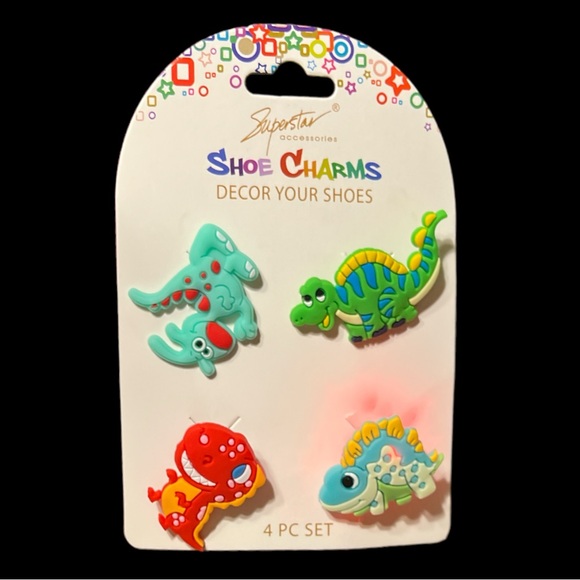 Light Up Shoe Croc Charms Set of 4 Dinosaurs - Picture 3 of 3